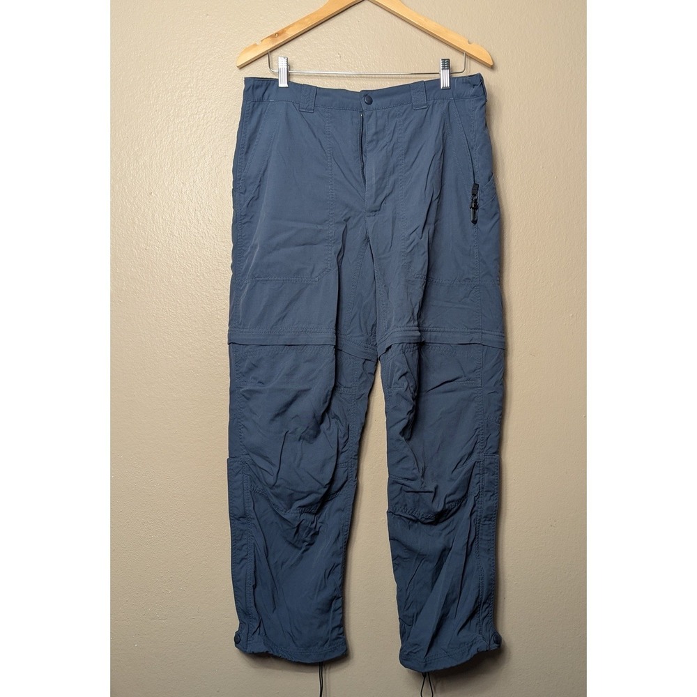 L.L.Bean Convertible Hiking Pants Mens M 32x29 Blue Nylon Zip Off Outdoor